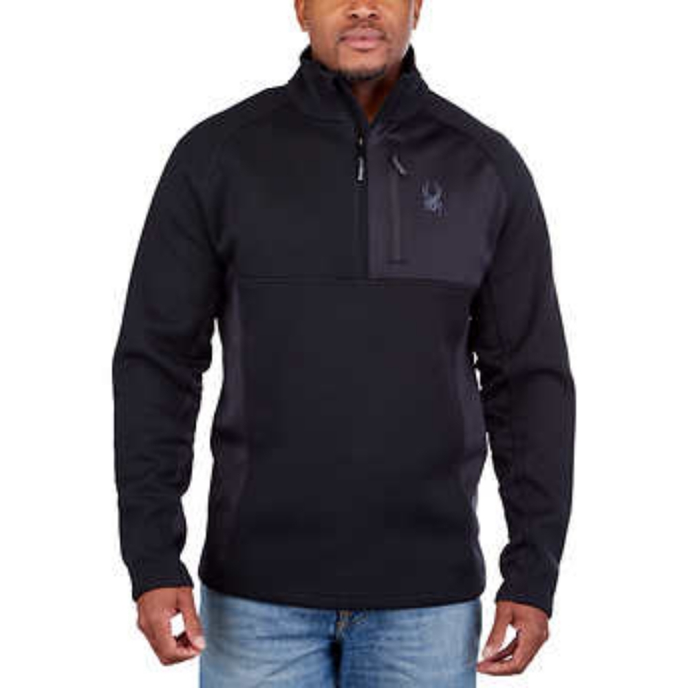 Spyder Men’s Half Zip Sweater, Black
